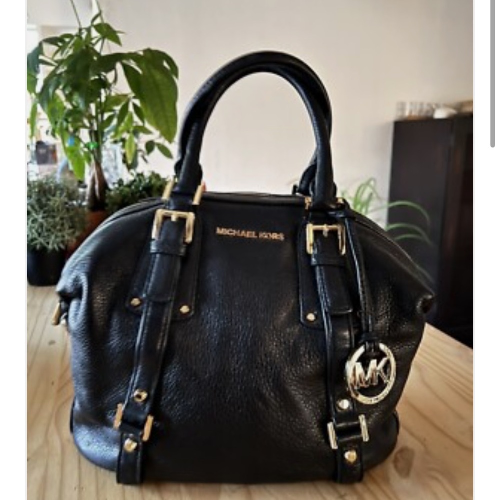 Michael Kors Black Satchel with Gold Accents - Picture 2 of 8